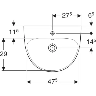 Click Here To Enlarge This Photo Of Geberit Selnova 55 cm 1 Centered Tap Hole White Washbasin with Overflow