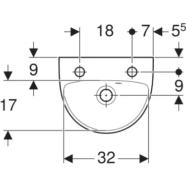 Click Here To Enlarge This Photo Of Geberit Selnova 36 cm 2 Tap Holes White Handrinse Basin with Overflow - 501.407.00.7