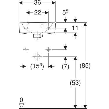 Click Here To Enlarge This Photo Of Geberit Selnova 36 cm 2 Tap Holes White Handrinse Basin with Overflow - 501.407.00.7