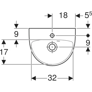 Click Here To Enlarge This Photo Of Geberit Selnova 36 cm Handrinse Basin with Asymmetrical Overflow in White - 501.406.00.6