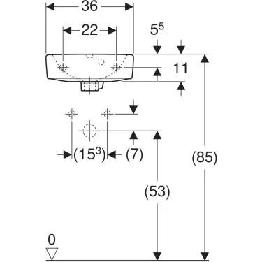 Click Here To Enlarge This Photo Of Geberit Selnova 36 cm Handrinse Basin with Asymmetrical Overflow in White - 501.406.00.6
