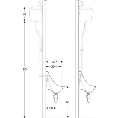 Click Here To Enlarge This Photo Of Twyford Clifton 30 cm Wall Hung Urinal for Exposed or Concealed Cistern VC7002WH