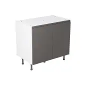 Kitchen Kit Flatpack J Pull Gloss Graphite 900 Base Kitchen Cabinet - FKKJ0471