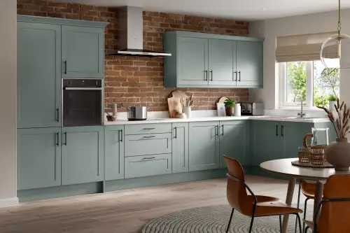 Click Here To Enlarge This Photo Of Kitchen Kit Flatpack Shaker Matt Sage Green 800 Double Extractor Wall Kitchen Cabinet - FKKH1175