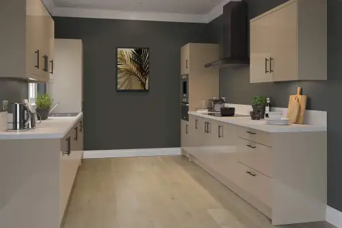 Click Here To Enlarge This Photo Of Kitchen Kit Flatpack Slab Gloss Cashmere 800 Double Extractor Wall Kitchen Cabinet - FKKF0175