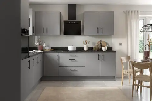 Click Here To Enlarge This Photo Of Kitchen Kit Flatpack Slab Matt Dust Grey 500 Short Bridging Wall Kitchen Cabinet - FKKF0873