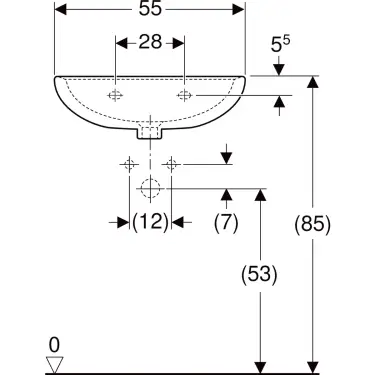 Click Here To Enlarge This Photo Of Twyford Alcona Washbasin 2 Tap Hole 55 cm  X 420mm - White Ar4212Wh