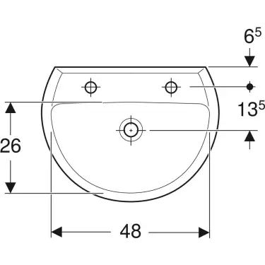 Click Here To Enlarge This Photo Of Twyford Alcona Washbasin 2 Tap Hole 55 cm  X 420mm - White Ar4212Wh