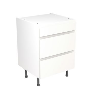 Click Here To Enlarge This Photo Of Kitchen Kit Flatpack J Pull Ultra Matt White 600 Base Unit 3 Drawer - FKKJ0506