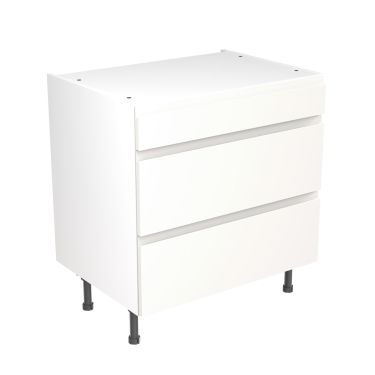 Click Here To Enlarge This Photo Of Kitchen Kit Flatpack J Pull Ultra Matt White 800 Base Unit 3 Drawer - FKKJ0507