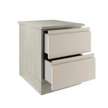 Click Here To Enlarge This Photo Of J-Pull Handleless Cashmere 2-Drawer Bedside Chest - BEDUJ0616C