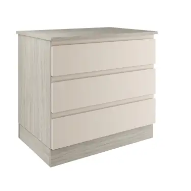 Click Here To Enlarge This Photo Of J-Pull Handleless Cashmere 3-Drawer Double Chest - BEDUJ0614C