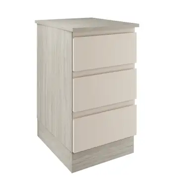 Click Here To Enlarge This Photo Of J-Pull Handleless Cashmere 3-Drawer Single Chest - BEDUJ0615C
