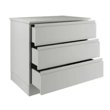Click Here To Enlarge This Photo Of J-Pull Handleless Light Grey 3-Drawer Double Chest - BEDGJ0714C