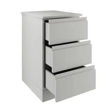 Click Here To Enlarge This Photo Of J-Pull Handleless Light Grey 3-Drawer Single Chest - BEDGJ0715C