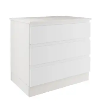 Click Here To Enlarge This Photo Of J-Pull Handleless White 3-Drawer Double Chest - BEDWJ0514C