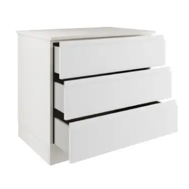 Click Here To Enlarge This Photo Of J-Pull Handleless White 3-Drawer Double Chest - BEDWJ0514C