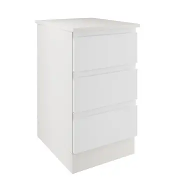 Click Here To Enlarge This Photo Of J-Pull Handleless White 3-Drawer Single Chest - BEDWJ0515C