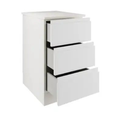 Click Here To Enlarge This Photo Of J-Pull Handleless White 3-Drawer Single Chest - BEDWJ0515C