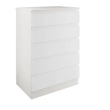 Click Here To Enlarge This Photo Of J-Pull Handleless White 5-Drawer Tallboy Chest - BEDWJ0513C