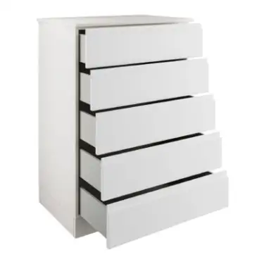 Click Here To Enlarge This Photo Of J-Pull Handleless White 5-Drawer Tallboy Chest - BEDWJ0513C