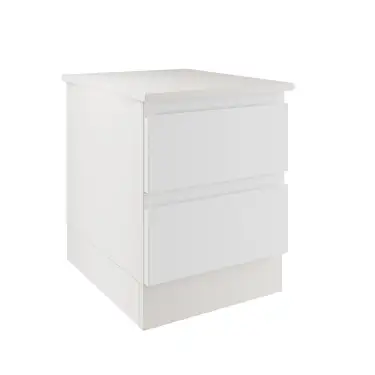 Click Here To Enlarge This Photo Of J-Pull White Handleless Bedside 2-Drawer Bedside Chest - BEDWJ0516C