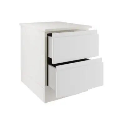 Click Here To Enlarge This Photo Of J-Pull White Handleless Bedside 2-Drawer Bedside Chest - BEDWJ0516C
