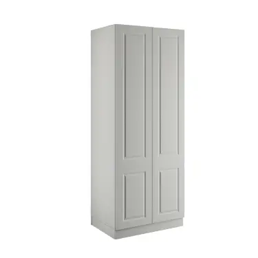 Click Here To Enlarge This Photo Of Classic Square Panel Light Grey Double Wardrobe with Single Rail - BEDGH1608D