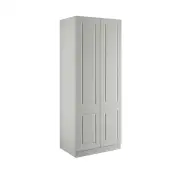 Classic Square Panel Light Grey Double Wardrobe with Single Rail & Shelves - BEDGH1611D