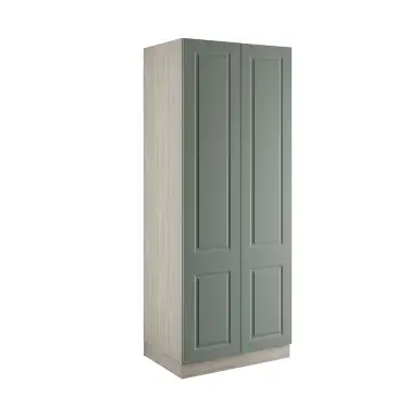 Click Here To Enlarge This Photo Of Classic Square Panel Sage Green Double Wardrobe with Single Rail & Internal Drawers - BEDUH1110D