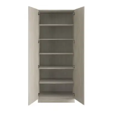 Click Here To Enlarge This Photo Of Classic Square Panel Taupe Grey Double Wardrobe with Shelves - BEDUH2107D