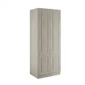 Classic Square Panel Urban Oak Double Wardrobe with Shelves - BEDUH2207D