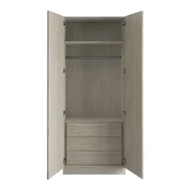 Click Here To Enlarge This Photo Of Classic Square Panel Urban Oak Double Wardrobe with Single Rail & Internal Drawers - BEDUH2210D