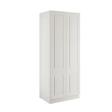 Click Here To Enlarge This Photo Of Classic Square Panel White Double Wardrobe with Shelves - BEDWH1507D