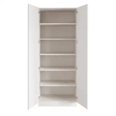 Click Here To Enlarge This Photo Of Classic Square Panel White Double Wardrobe with Shelves - BEDWH1507D