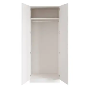 Click Here To Enlarge This Photo Of Classic Square Panel White Double Wardrobe with Single Rail - BEDWH1508D