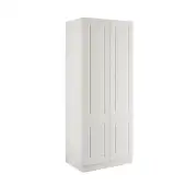Classic Square Panel White Double Wardrobe with Single Rail - BEDWH1508D