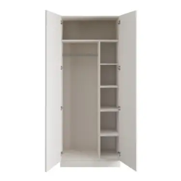 Click Here To Enlarge This Photo Of Classic Square Panel White Double Wardrobe with Single Rail & Shelves - BEDWH1511D