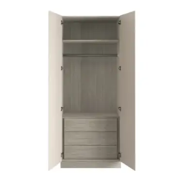 Click Here To Enlarge This Photo Of J-Pull Handleless Cashmere Double Wardrobe with Single Rail & Internal Drawers - BEDUJ0610D