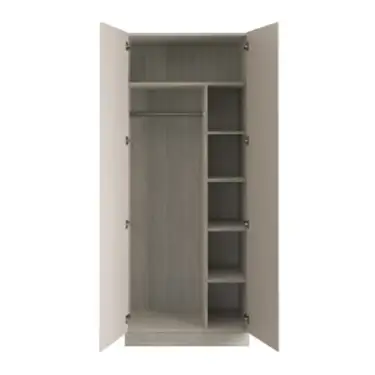 Click Here To Enlarge This Photo Of J-Pull Handleless Cashmere Double Wardrobe with Single Rail & Shelves - BEDUJ0611D