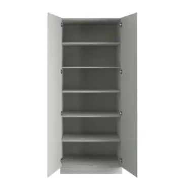Click Here To Enlarge This Photo Of J-Pull Handleless Light Grey Double Wardrobe with Shelves - BEDGJ0707D