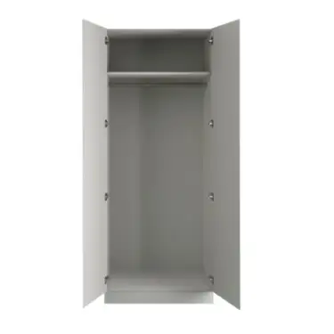 Click Here To Enlarge This Photo Of J-Pull Handleless Light Grey Double Wardrobe with Single Rail - BEDGJ0708D