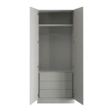 Click Here To Enlarge This Photo Of J-Pull Handleless Light Grey Double Wardrobe with Single Rail & Internal Drawers - BEDGJ0710D