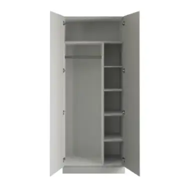 Click Here To Enlarge This Photo Of J-Pull Handleless Light Grey Double Wardrobe with Single Rail & Shelves - BEDGJ0711D