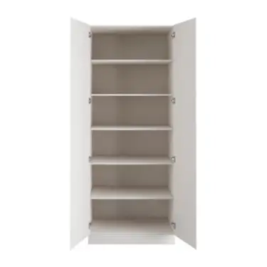 Click Here To Enlarge This Photo Of J-Pull Handleless White Double Wardrobe with Shelves - BEDWJ0507D