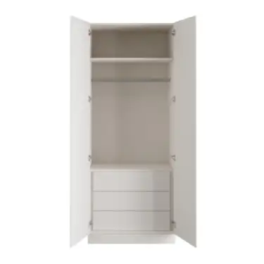 Click Here To Enlarge This Photo Of J-Pull Handleless White Double Wardrobe with Single Rail & Internal Drawers - BEDWJ0510D