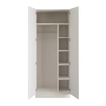 Click Here To Enlarge This Photo Of J-Pull Handleless White Double Wardrobe with Single Rail & Shelves - BEDWJ0511D