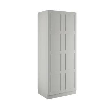 Click Here To Enlarge This Photo Of Shaker Light Grey Double Wardrobe with Shelves - BEDGP1607D