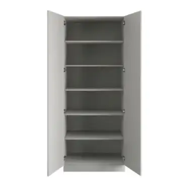 Click Here To Enlarge This Photo Of Shaker Light Grey Double Wardrobe with Shelves - BEDGP1607D