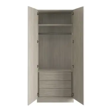 Click Here To Enlarge This Photo Of Shaker Taupe Grey Double Wardrobe with Single Rail & Internal Drawers - BEDUP2110D